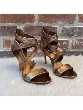 DKNY Iggi Bronze Strappy Heels, Size 7